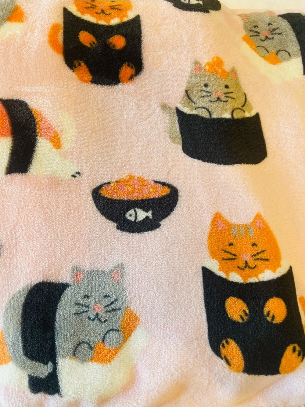 PINK Cat Sushi Plush  Throw 50x60  NWT